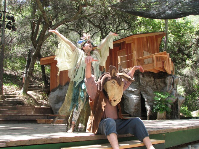 Thad Geer (bottom) performs with Abby Craden (above) in a performance of "A Midsummer's Night Dream" at the Theatricum Botanicum.