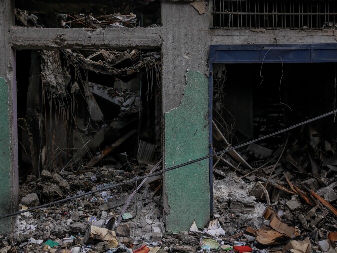 What is left of the antiques shop, amid Israel's bombardment of Gaza.