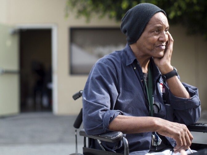Lloyd Brooks Sr. is a client at Illumination Foundation in Santa Fe Springs. Brooks currently has a Mersa infection in his knee after receiving surgery. The non-profit provides medical, social and care services to the homeless throughout Orange County.