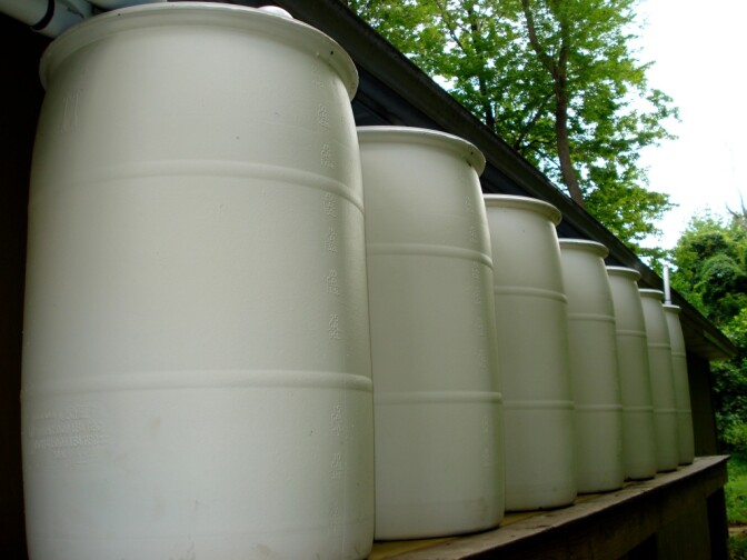 Rain barrels are used by many L.A. residents to catch rain at their homes.