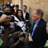 Republican Bob Turner, winner of the special election for New York's heavily Democratic 9th District, speaks with the media at a polling station on September 13, 2011 in New York City.