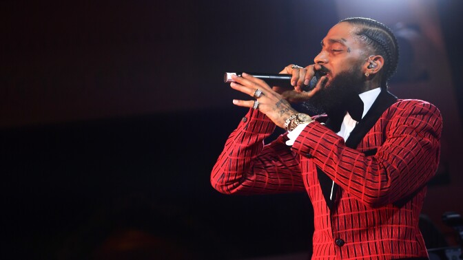 LOS ANGELES, CA - FEBRUARY 07:  Nipsey Hussle performs onstage at the Warner Music Pre-Grammy Party at the NoMad Hotel on February 7, 2019 in Los Angeles, California.  (Photo by Matt Winkelmeyer/Getty Images for Warner Music)