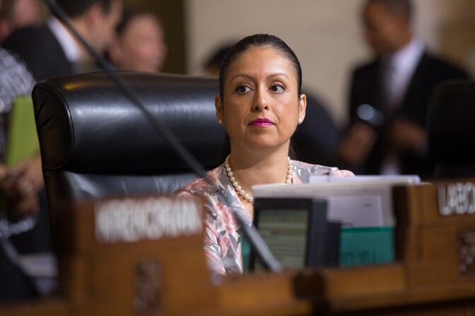 Nury Martinez at a Los Angeles City Council meeting on August 6th, 2013.