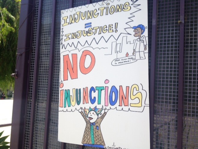 Echo Park residents and members of the Youth Justice Coalition have organized an opposition effort against the proposed gang injunction. 