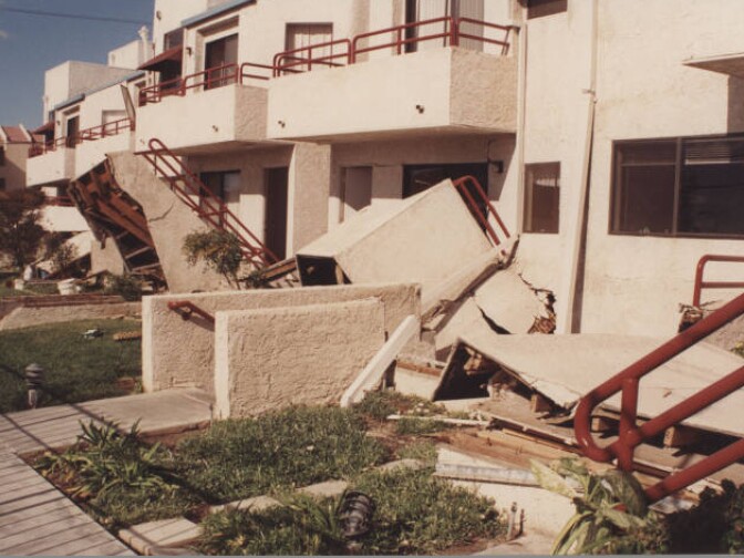 A university dormitory damaged by the earthquake.  