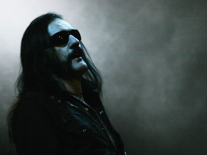 Lemmy Kilminster of Motörhead performs on stage on June 12, 2005 at day three of the Download Festival, in Donington Park England. Motörhead were the final act of the festival to perform on the Snickers stage.