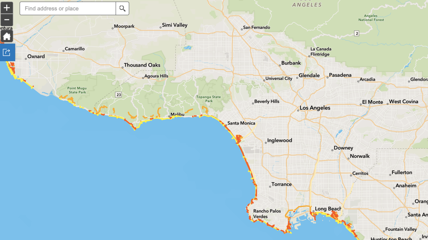 Image of a map that depicts California's coastal trial