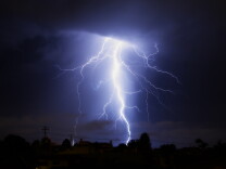 Lightning strikes over Hermosa Beach. 