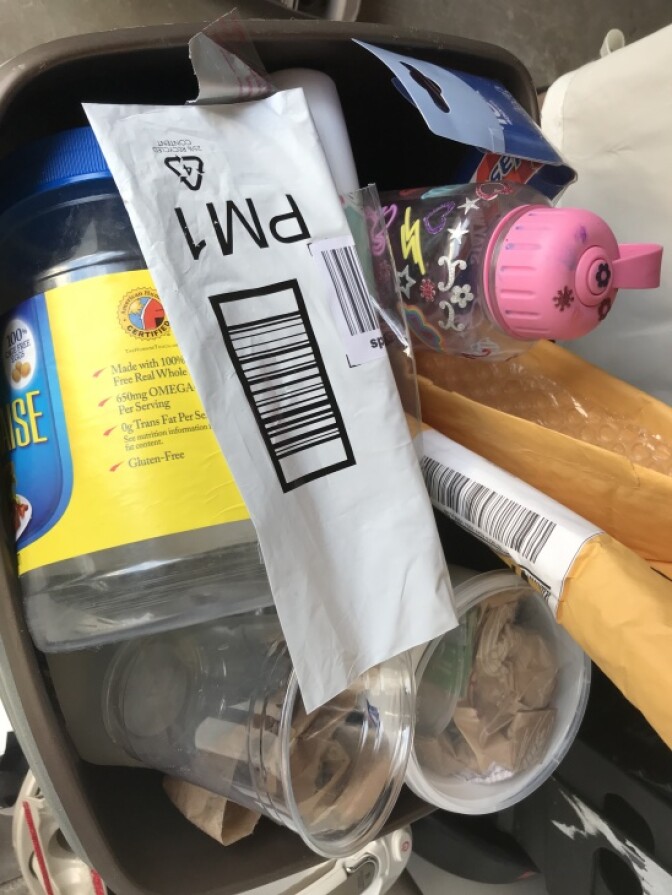 Jill Replogle collected her family's plastic trash during December so that she could compare it after a month of attempted plastic-free living