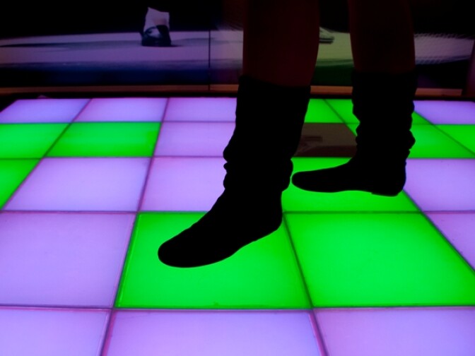 This small dance floor is one of the features at the exhibit where you can take your turn mimicking Jackson's dance steps to the "Billie Jean" music video. 