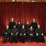Justices of the US Supreme Court pose for their official photo at the Supreme Court in Washington, DC on November 30, 2018. - Seated from left: Associate Justices Stephen Breyer, Clarence Thomas, Chief Justice John  Roberts, Ruth Bader Ginsburg and Samuel Alito. Standing from left: Associate Justices Neil Gorsuch, Sonia Sotomayor, Elena Kagan and Brett Kavanaugh (Photo by MANDEL NGAN / AFP)        (Photo credit should read MANDEL NGAN/AFP/Getty Images)