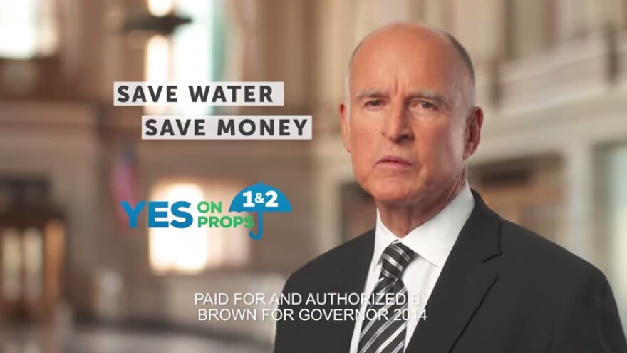Gov. Jerry Brown in a new TV ad for Propositions 1 and 2.