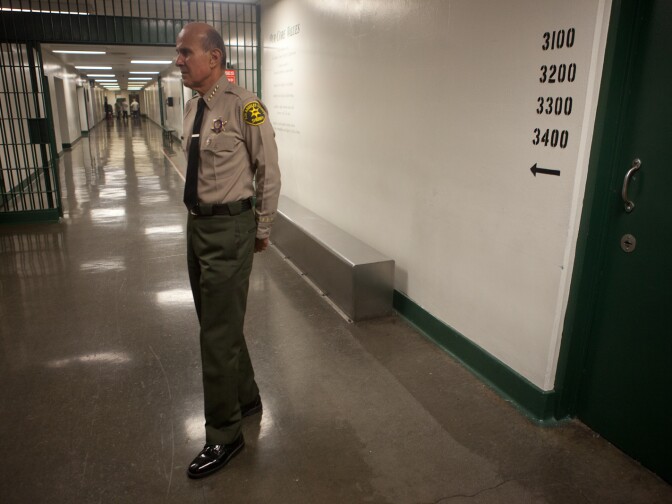 L.A. County Sheriff Lee Baca conducts an inspection of Men's Central Jail in Downtown Los Angeles in this photo from December 2011.