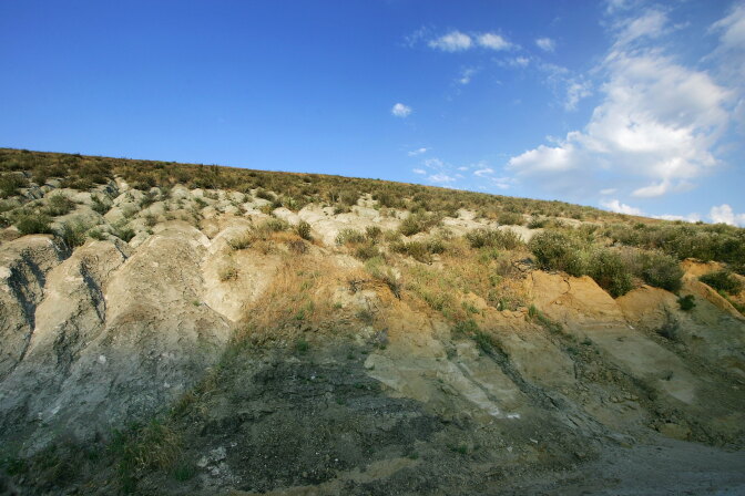 GORMAN, CA - JUNE 30:  The San Andreas Fault, visible as the line between grey metamorphic quartz monzonite and brown sedimentary sandstone and siltstone, is seen at Tejon Pass on June 30, 2006 near Gorman, California. The rift of tan and brown layers indicates the site of the surface rupture of a magnitude-8.0 earthquake in 1857 that was the largest quake in California?s recorded history. The fault south of here has seen relatively few massive temblors in recent centuries. Scientists are warning that after more than 300 years with very little slippage, the southern end of the 800-mile-long San Andreas Fault north and east of Los Angeles has built up immense pressure that could trigger a massive earthquake at any time. Such a quake could produce a sudden lateral movement of 23 to 32 feet which would be would be among the largest ever recorded. By comparison, the 1906 earthquake at the northern end of the fault destroyed San Francisco with a movement of no more than about 21 feet. Experts believed that a quake of magnitude-7.6 or greater on the lower San Andreas could kill thousands of people in the Los Angeles area with damages running into the tens of billions of dollars. The San Andreas Fault is the point of collision between the Pacific and the North American tectonic plates of the Earth?s crust.  (Photo by David McNew/Getty Images)