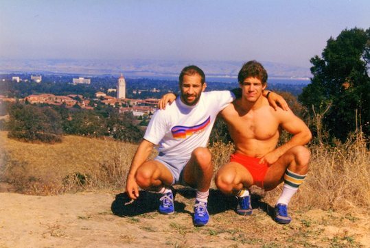 Dave (L) and Mark Schultz overlooking Stanford University where they both worked as assistant coaches following their college careers.