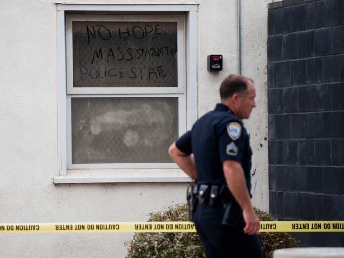 Writing in the dust on two walls at John Adams Middle School near Santa Monica College.