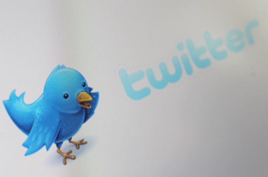 Twitter icon on computer screen.