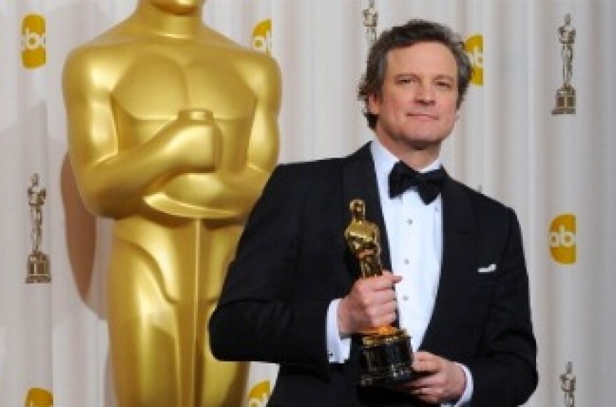 Actor Colin Firth holds the award for Best Actor in a Motion Picture for his role in 'The King's Speech' at the 83rd Annual Academy Awards on February 27, 2011 in Hollywood, California 