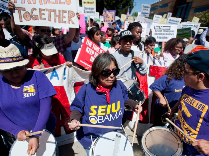 The march concluded with a press conference and delivery of a letter to Senator Diane Feinstein at her LA office. Hundreds of immigration reform supporters took part in a march on Wednesday. The march coincides with a immigration reform rally in Washington D.C.
