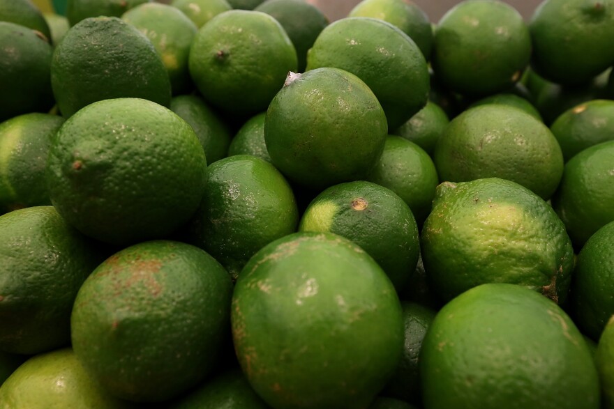 Limes are displayed at Cal-Mart Grocery on March 27, 2014 in San Francisco, California. Food prices are on the rise and expected to keep edging up throughout the year as the drought and other factors have impacted the availability and cost of groceries like coffee, milk, limes and pork.  