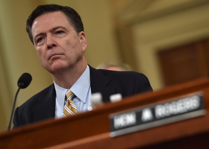 File: FBI Director James Comey looks on during the House Permanent Select Committee on Intelligence hearing on Russian actions during the 2016 election campaign on March 20, 2017 on Capitol Hill in Washington, DC. 

       / AFP PHOTO / Nicholas Kamm        (Photo credit should read NICHOLAS KAMM/AFP/Getty Images)