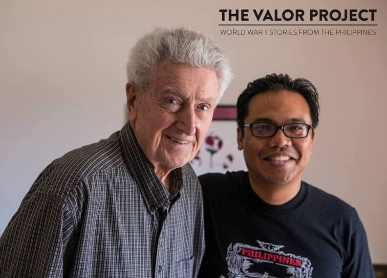 Malcolm Murray, left, veteran of World War II in the Philippines, and filmmaker Rodney Cajudo, right. (Photo courtesy of The Valor Project)