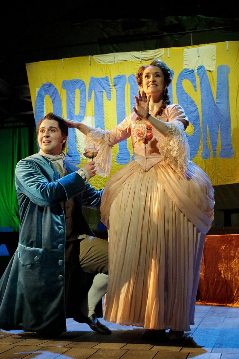 Jack Swanson as Candide and Erin Morley as Cunegonde in LA Opera's 2018 production of "Candide"
