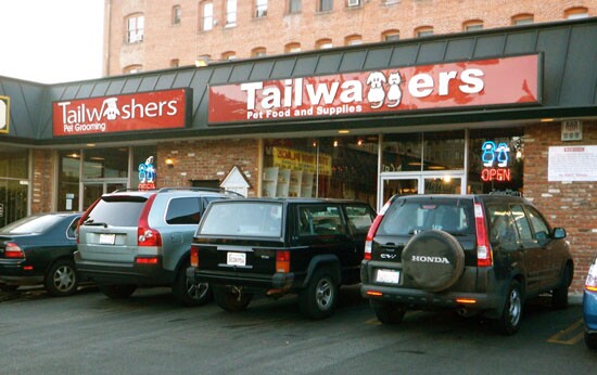 The front of Tailwashers with cars parked