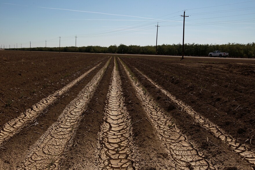  Dried and cracked earth is visible on an unplanted field at a farm on April 29, 2014 near Mendota, California. As the California drought continues, Central California farmers are hiring well drillers to seek water underground for their crops after the U.S. Bureau of Reclamation stopped providing Central Valley farmers with any water from the federally run system of reservoirs and canals fed by mountain runoff.