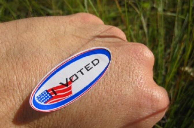 An "I voted" sticker from Tuesday's Los Angeles city elections.