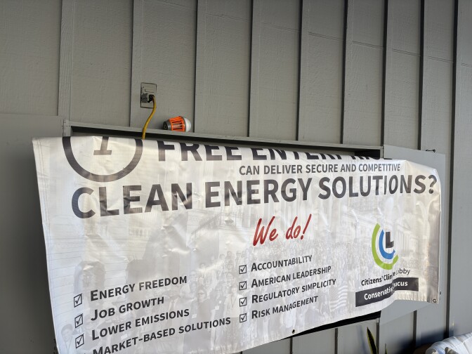 A white banner reading "clean energy solutions" 