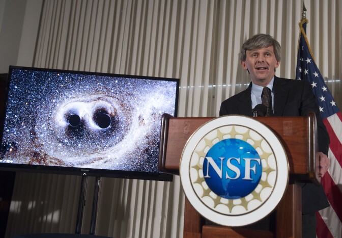 David Reitze, executive director of the LIGO Laboratory at Caltech, announces that scientists have observed ripples in the fabric of spacetime called gravitational waves for the first time.