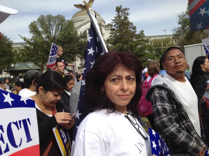 Several hundred people turned out by Tuesday afternoon for an immigration reform rally on the National Mall.