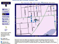 A screenshot from the California Megan's Law website shows the cluster of registered sex offenders in a small area.