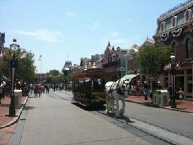 Disneyland on Wednesday unveiled a new enhanced audio guide to help visually impaired visitors in the park.  The guide uses GPS to trigger descriptions of the park, including places like Main Street, pictured here.