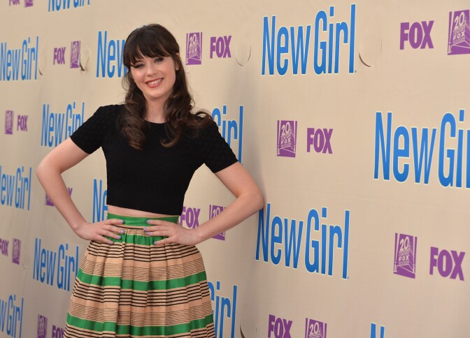Actress Zooey Deschanel arrives to a screening and Q&A for Fox's "New Girl" at Leonard H. Goldenson Theatre on April 30, 2013 in North Hollywood, California.   