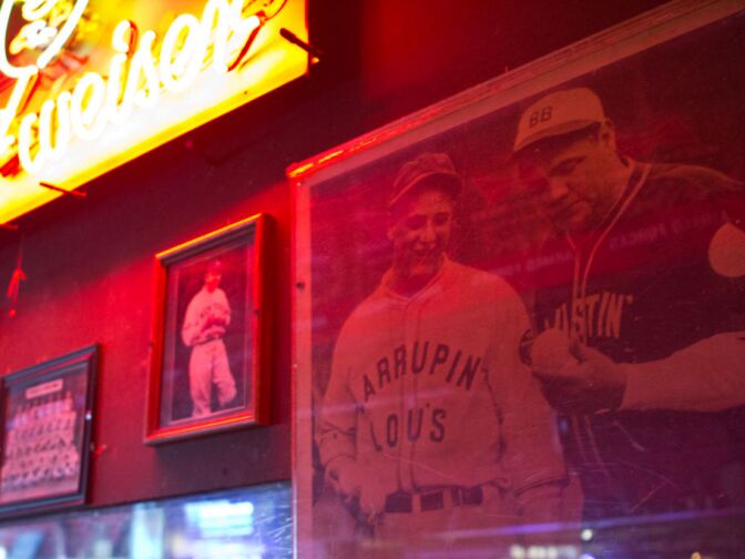 A photo of Babe Ruth hangs on the wall of the King Eddy Saloon.
