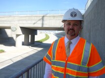 Paul Hubler of the Alameda Corridor East Construction Authority at the newly built Baldwin Ave. underpass due to open in El Monte in February or March 2015.