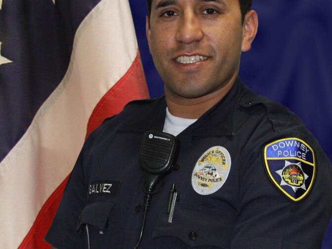 Downey Police Officer Ricky Galvez, a five-year veteran of the force, was shot and killed late Wednesday in the police station parking lot.