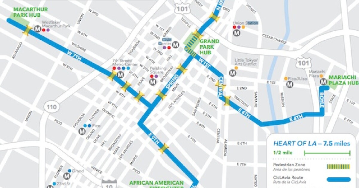 Map CicLAvia Announces October Event in the 'Heart of LA' LAist