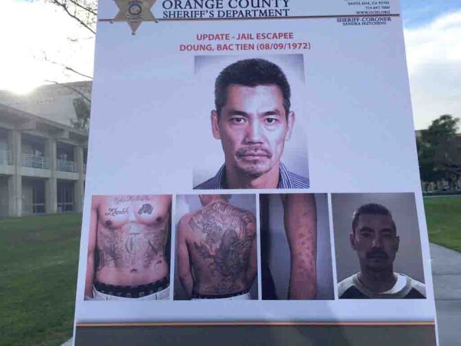 Photos of Orange County jail escapee Bac Duong, shown at a press conference on Wednesday, Jan. 27, 2016.