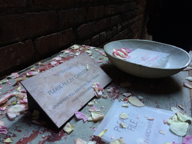 A scene from the anonymous art collective's installation, "Petal Drop LA."