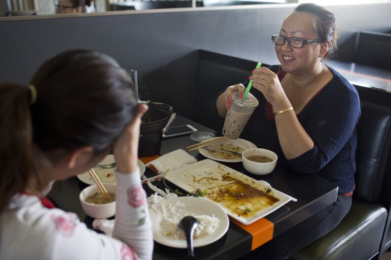 Tran Chau of Westminster has lunch at Tebo Tebo Tea Lounge in Little Saigon on Thursday, April 23, 2015 in Westminster. Chau has been to Tebo Tebo several times and usually orders a beef noodle dish.
