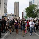 ST LOUIS, MO - JUNE 01: Protesters demonstrate against police brutality and the death of George Floyd through downtown St. Louis on June 1, 2020 in St Louis, Missouri.  Protests continue to be held in cities throughout the country over the death of George Floyd, a black man who died while in police custody in Minneapolis on May 25.  (Photo by Michael B. Thomas/Getty Images)