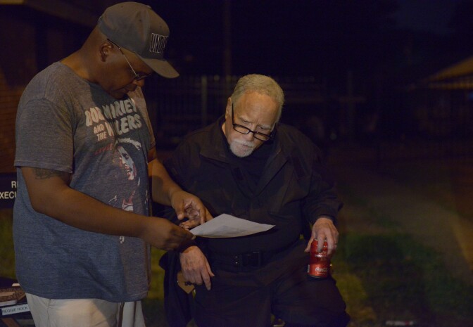 Reggie Rock Bythewood & Richard Dreyfus, set of Fox series "Shots Fired"