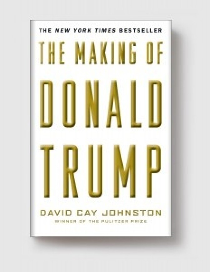 A general view of the book cover "The Making of Donald Trump" by David Cay Johnston.