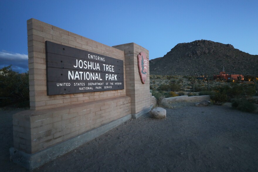 The outdoor entrance sign to Joshua Tree National Park.