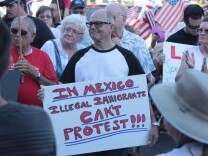 Anti-illegal immigration activists outside Temecula City Hall