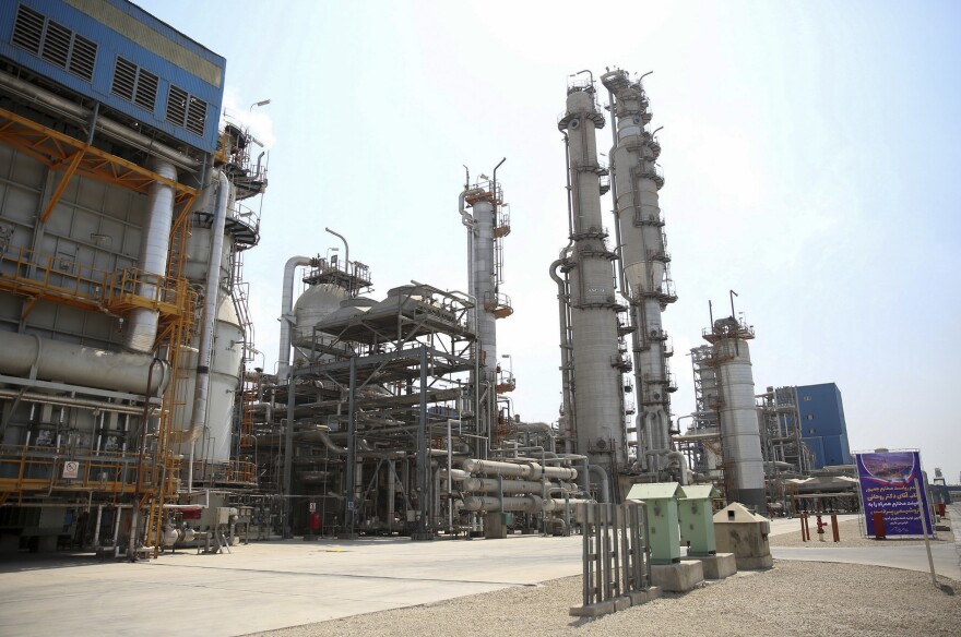 Part of the Pardis petrochemical complex facilities in Assaluyeh, on the northern coast of the Persian Gulf, Iran. The United States has reimposed sanctions targeting Iran's economy.