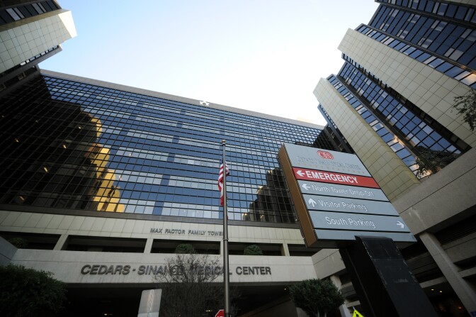 General view of the Cedars-Sinai Medical Center in Los Angeles, California, on December 9, 2009, where veteran French rocker Johnny Hallyday has been admitted to hospital after catching an infection following surgery for a slipped disc. AFP PHOTO / GABRIEL BOUYS (Photo credit should read GABRIEL BOUYS/AFP/Getty Images)